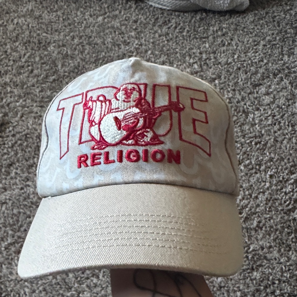 True Religion Tan Cap with Red Embroidery